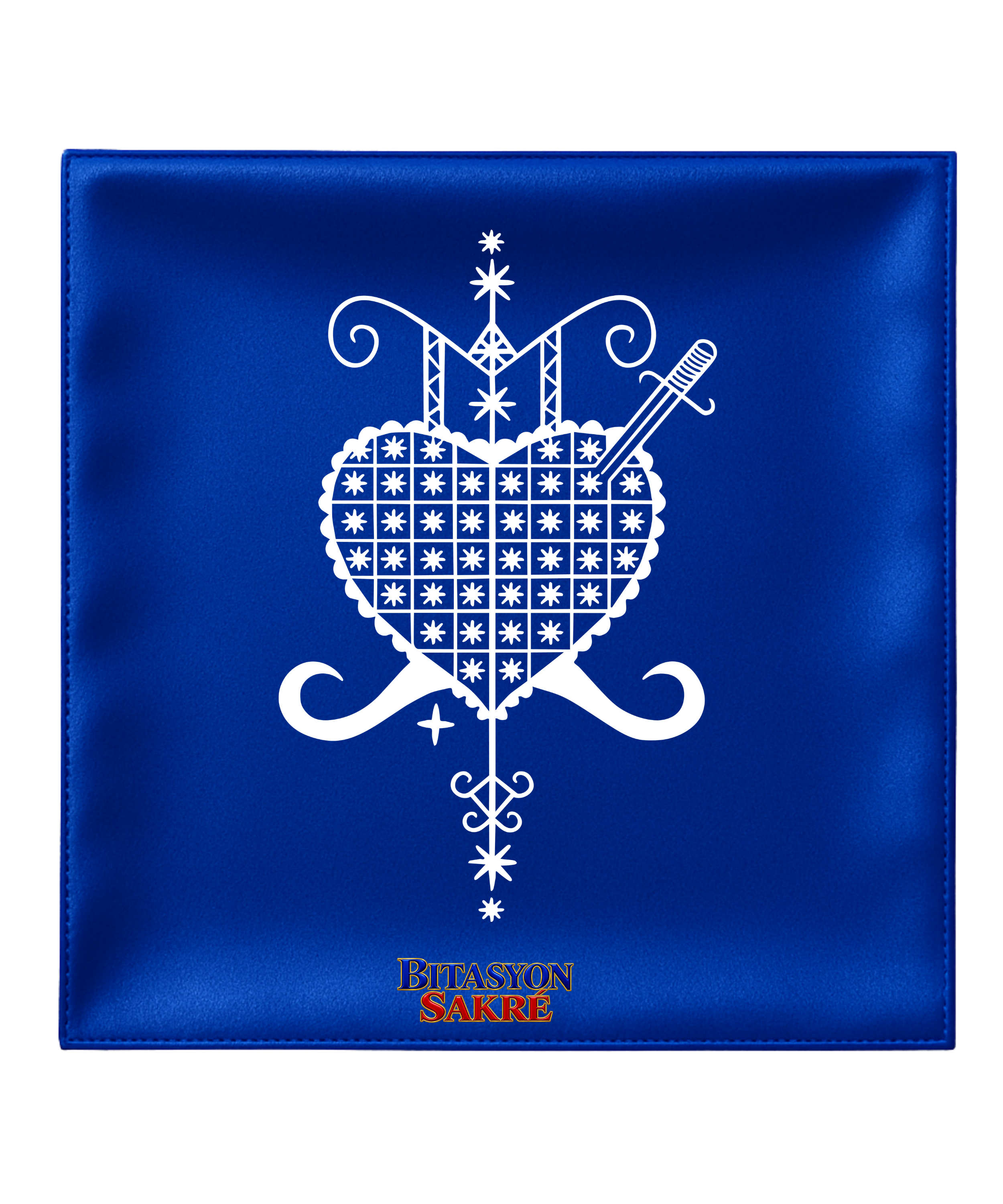 23.6X23.6 INCHES ERZULIE DANTOR Blue Veve Head Scarf EZILIDANTO ERZULIE DANTOR Veve Mouchwa