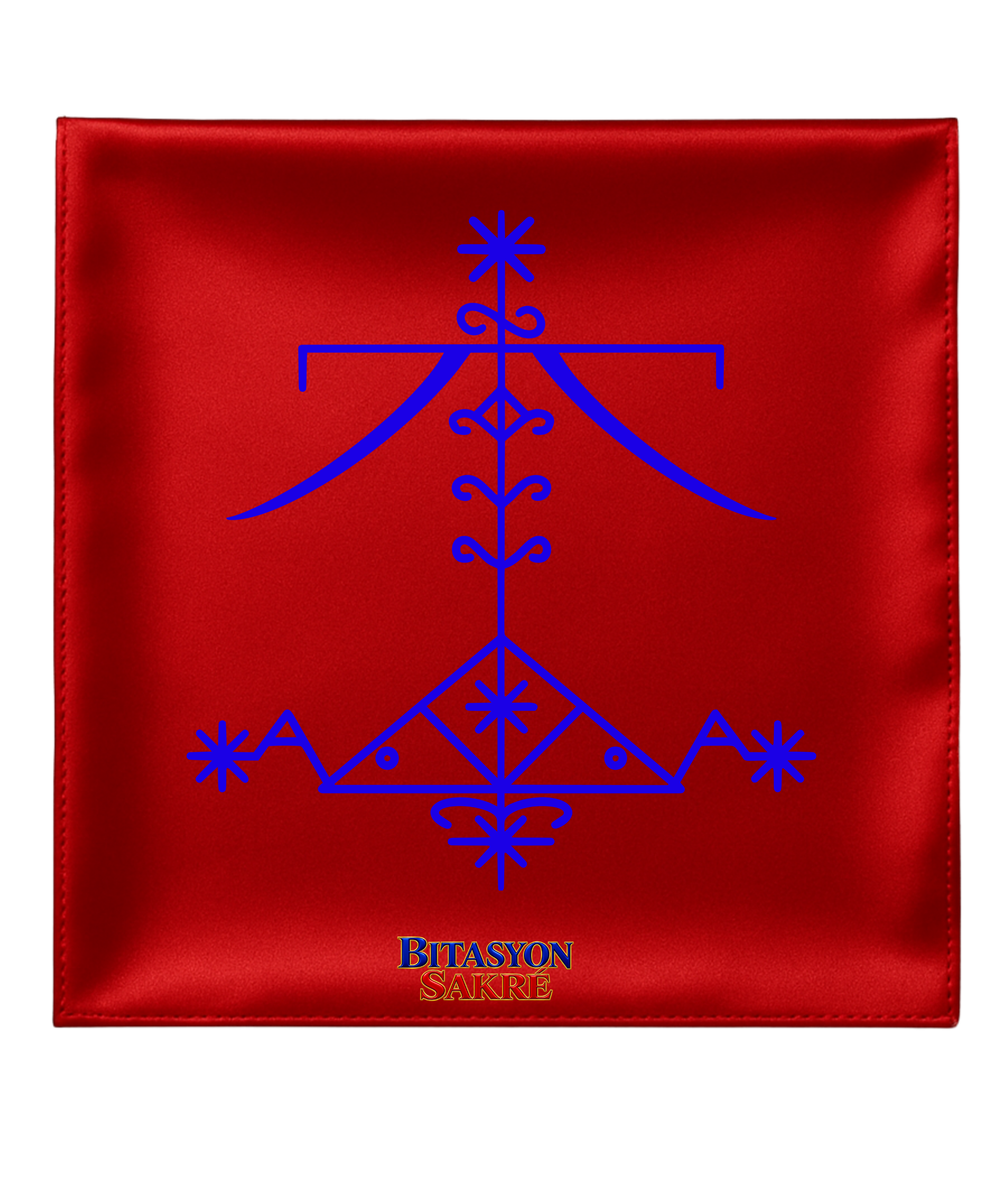 23.6X23.6 INCHES OGOU FERAY RED Blue Veve Head Scarf OGOU FERAY Veve Mouchwa Lwa Rouj