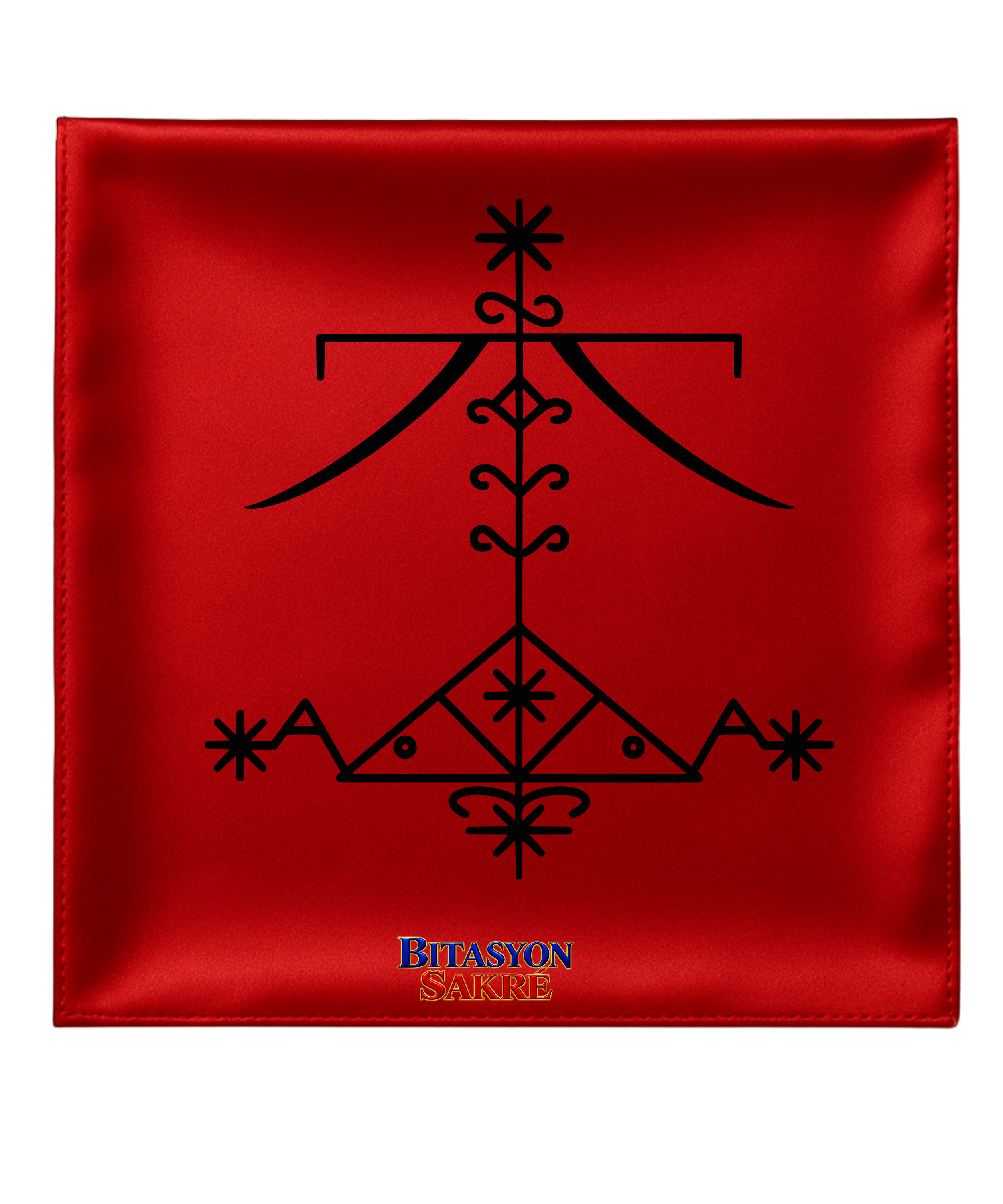 23.6X23.6 INCHES OGOU FERAY RED Veve Head Scarf OGOU FERAY Veve Mouchwa Lwa Rouj