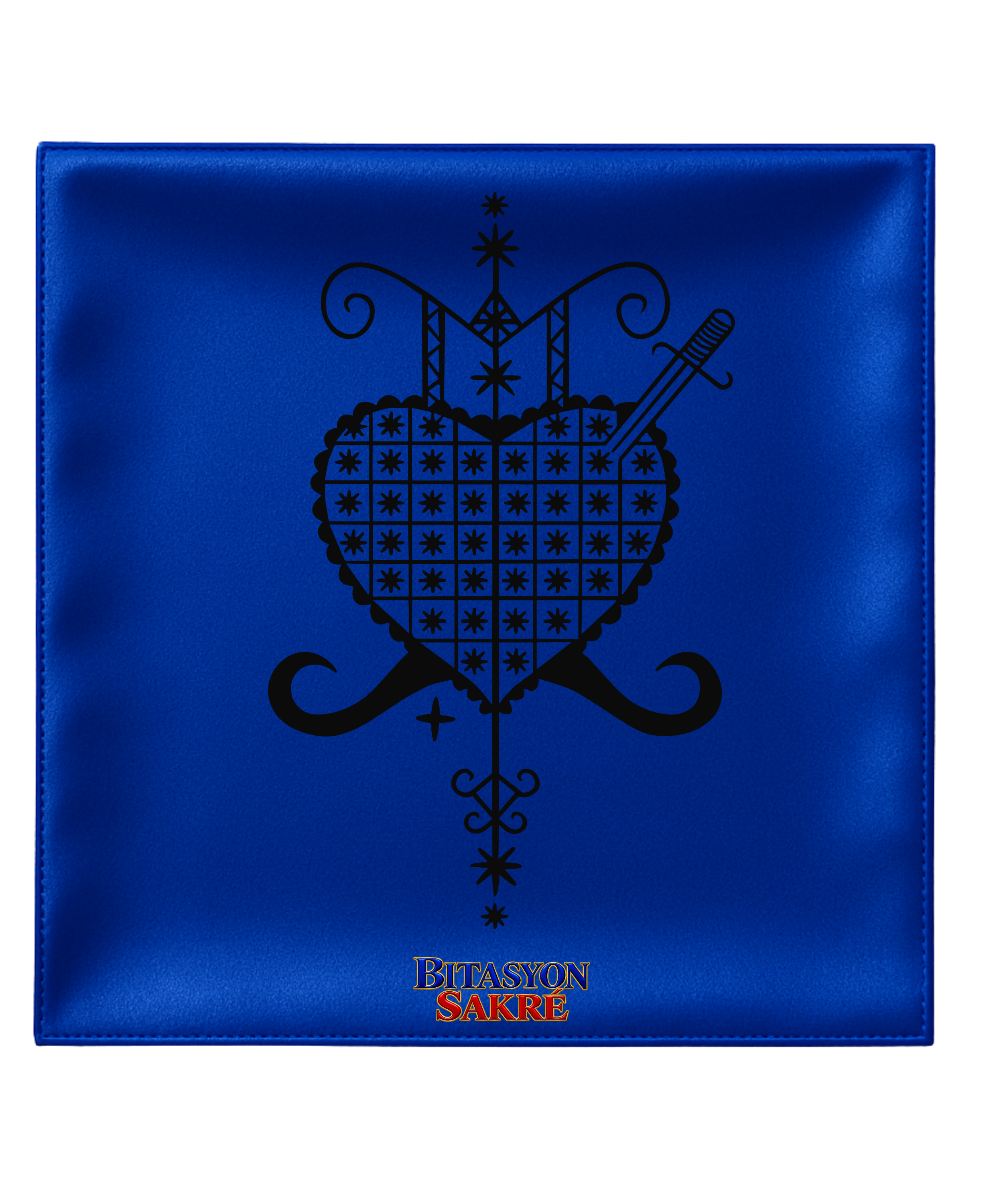23.6X23.6 INCHES ERZULIE DANTOR Blue Veve Head Scarf EZILIDANTO ERZULIE DANTOR Veve Mouchwa