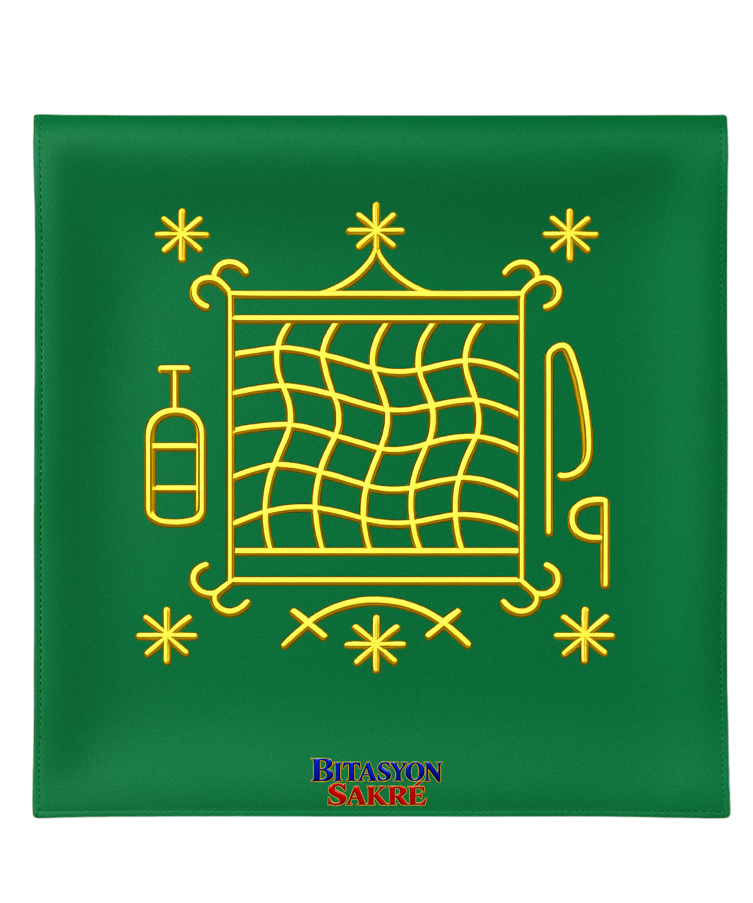 23.6X23.6 INCHES KOUZEN ZAKA Green Veve Head Scarf KOUZEN ZAKA Veve Mouchwa Lwa