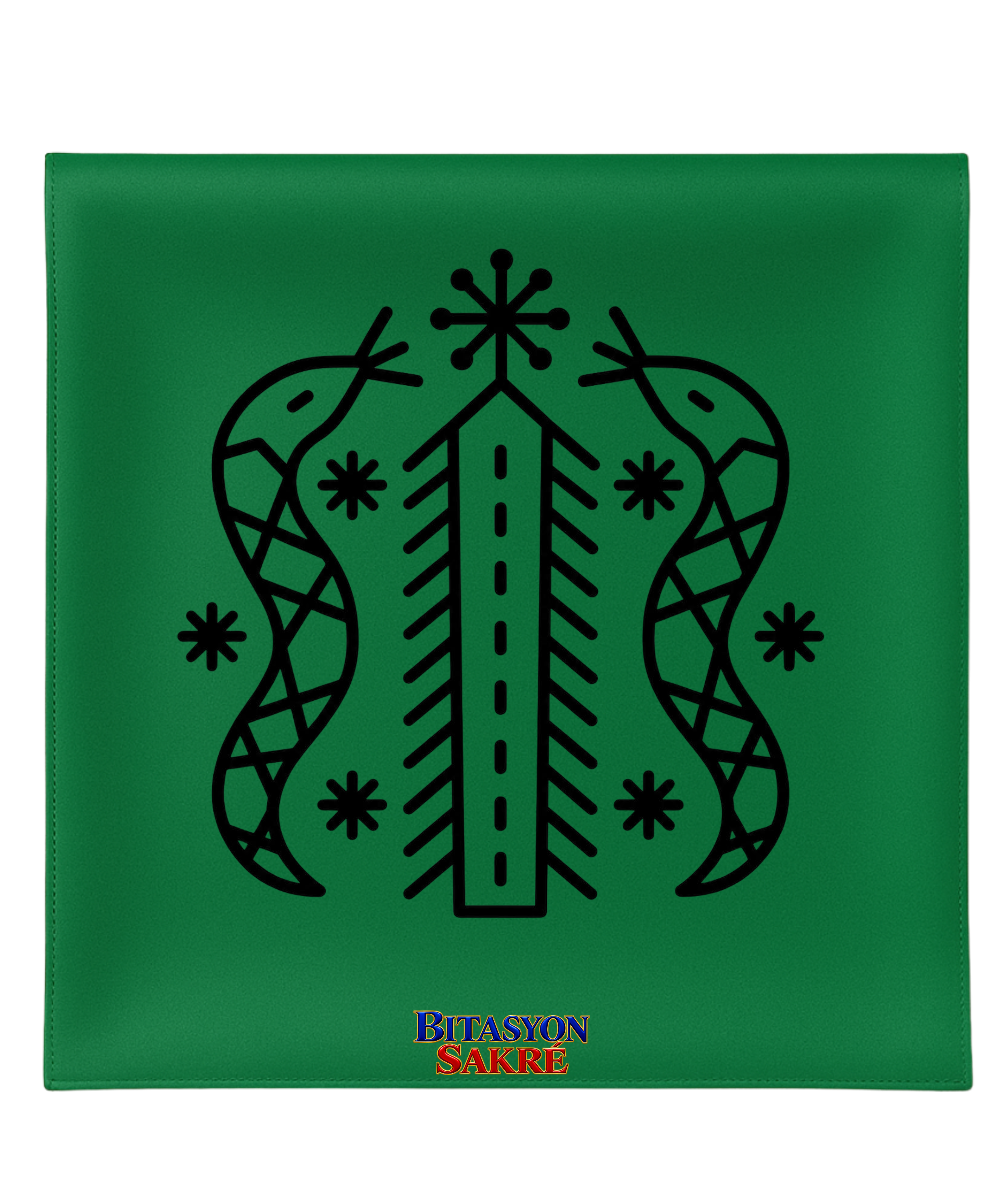 23.6X23.6 INCHES DAMBALLAH Green Veve Head Scarf DAMBALLAH Veve Mouchwa Lwa Vert