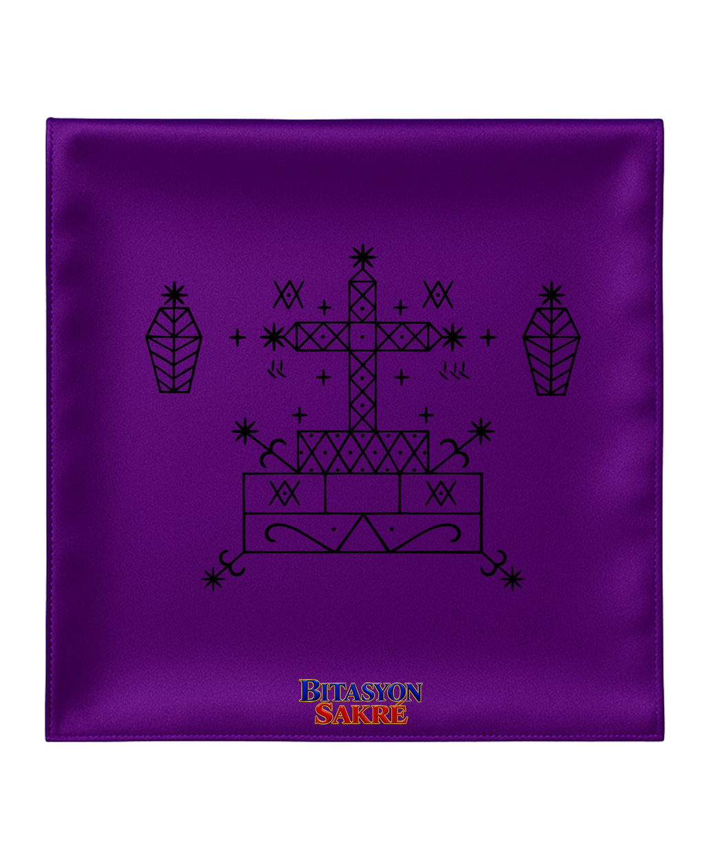 23.6X23.6 INCHES Purple BARON SAMEDI Veve Head Scarf BARON SAMEDI Veve Mouchwa Lwa Mauve