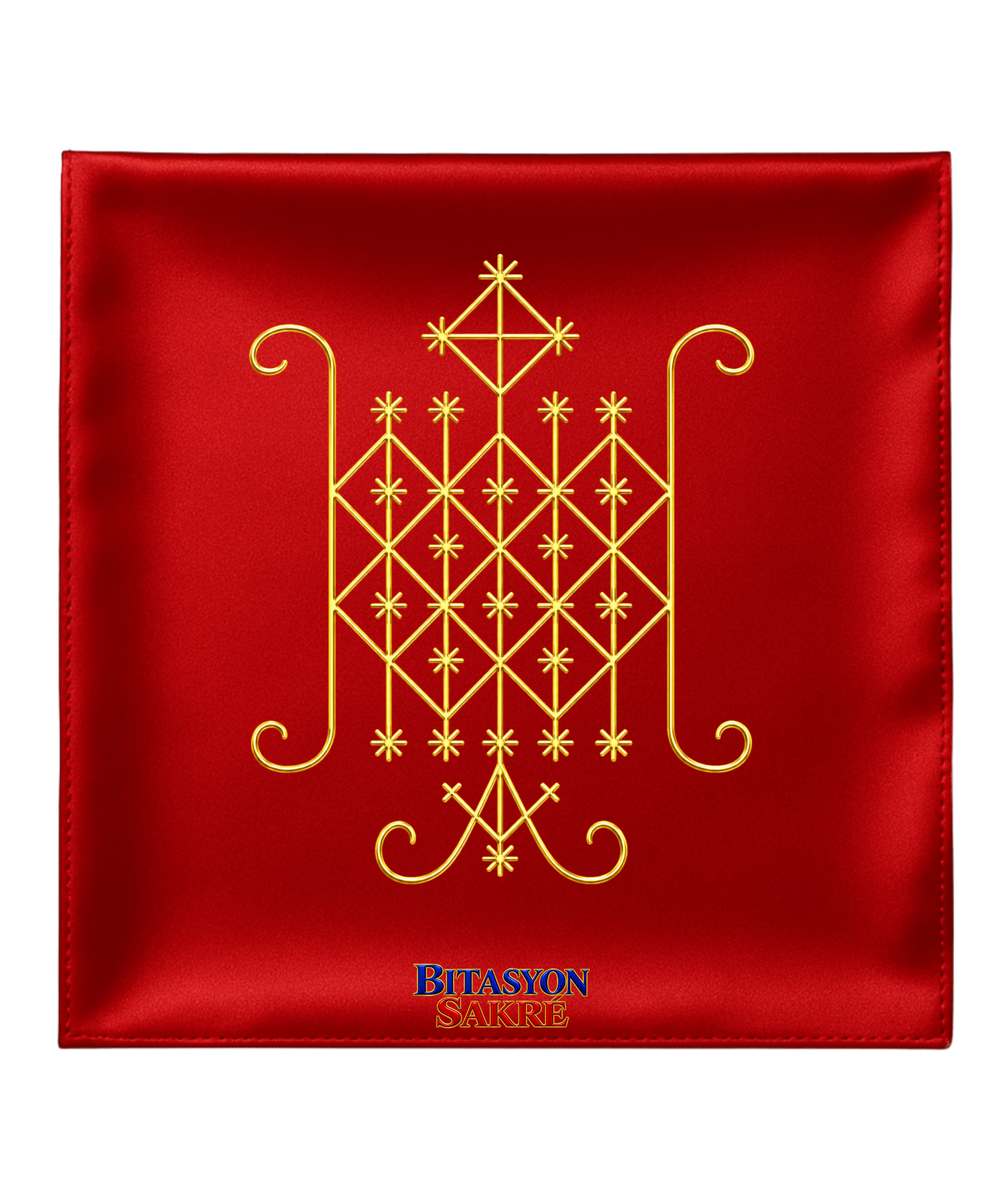 23.6X23.6 INCHES OGOU BADAGRI RED Veve Head Scarf OGOU BADAGRI Veve Mouchwa Lwa Rouj