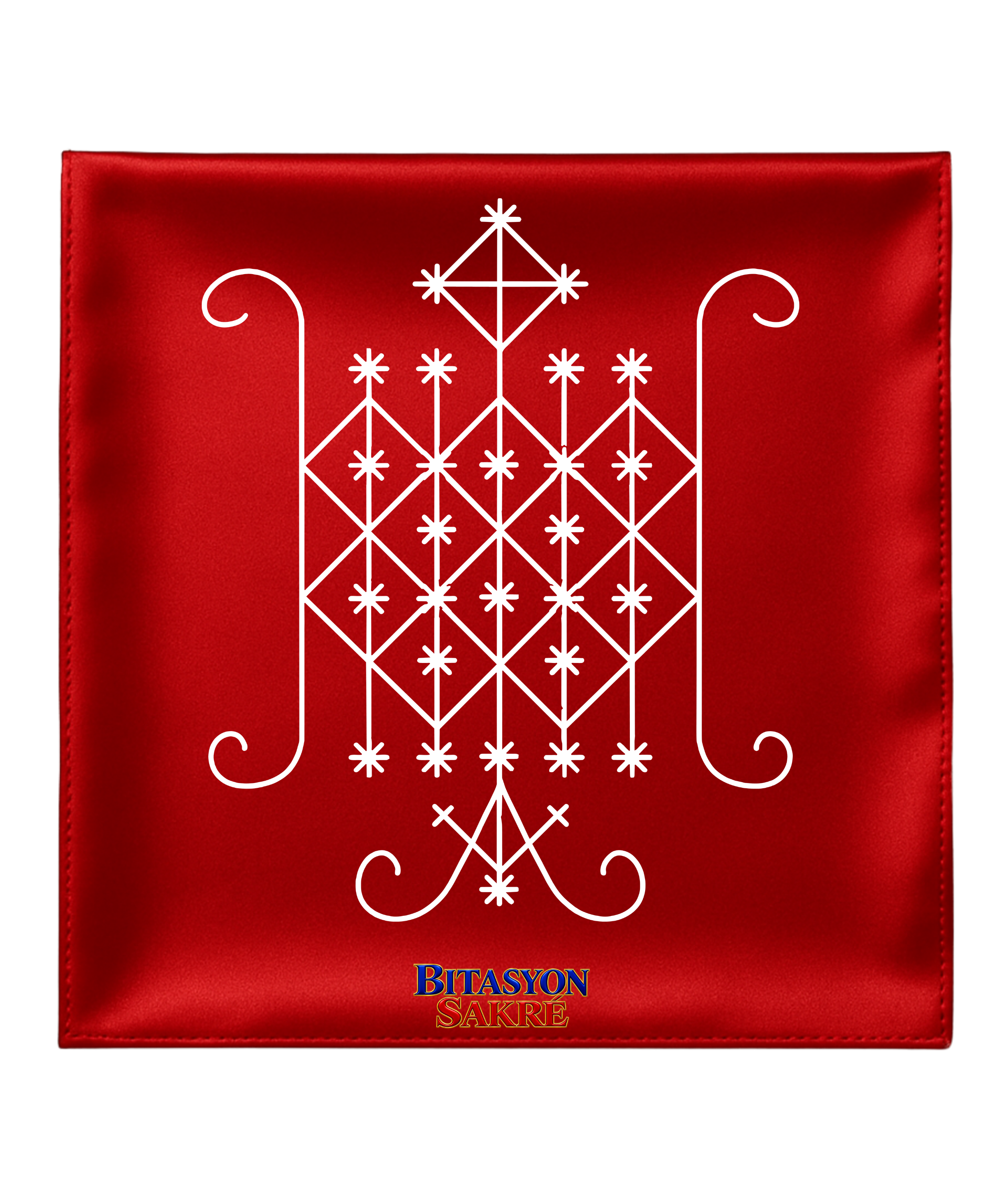 23.6X23.6 INCHES OGOU BADAGRI RED White Veve Head Scarf OGOU BADAGRI Veve Mouchwa Lwa Rouj