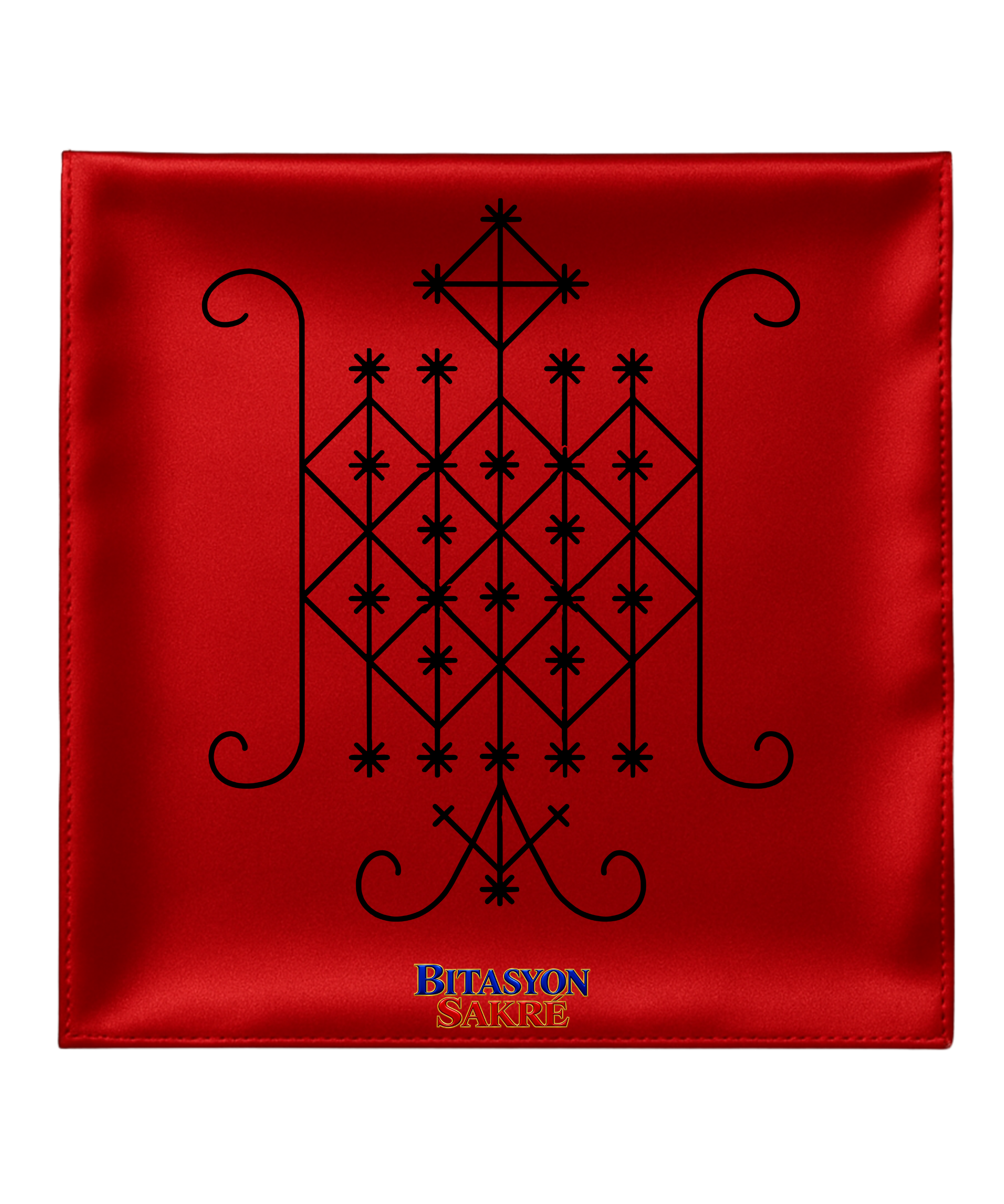 23.6X23.6 INCHES OGOU BADAGRI RED Veve Head Scarf OGOU BADAGRI Veve Mouchwa Lwa Rouj