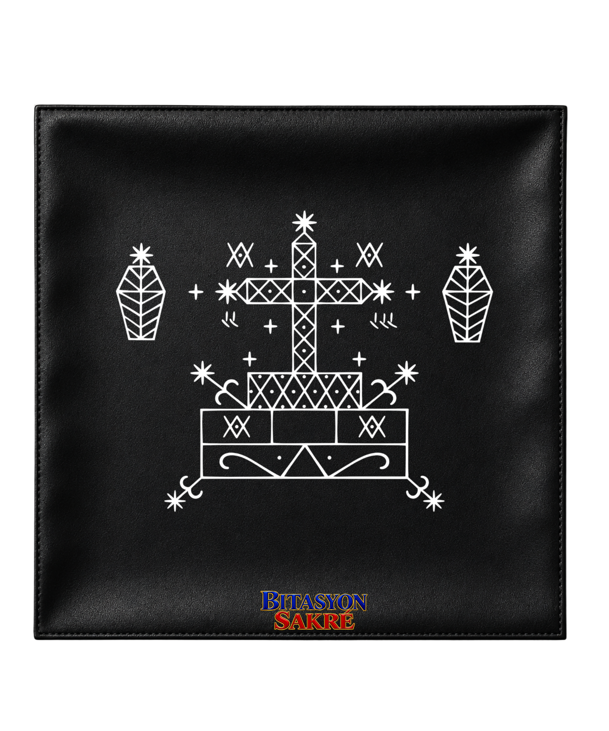 23.6X23.6 INCHES  BARON SAMEDI Black Veve Head Scarf PAPA BARON Veve  Mouchwa Lwa Noir