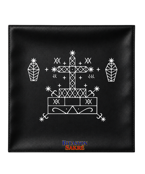 23.6X23.6 INCHES  BARON SAMEDI Black Veve Head Scarf PAPA BARON Veve  Mouchwa Lwa Noir