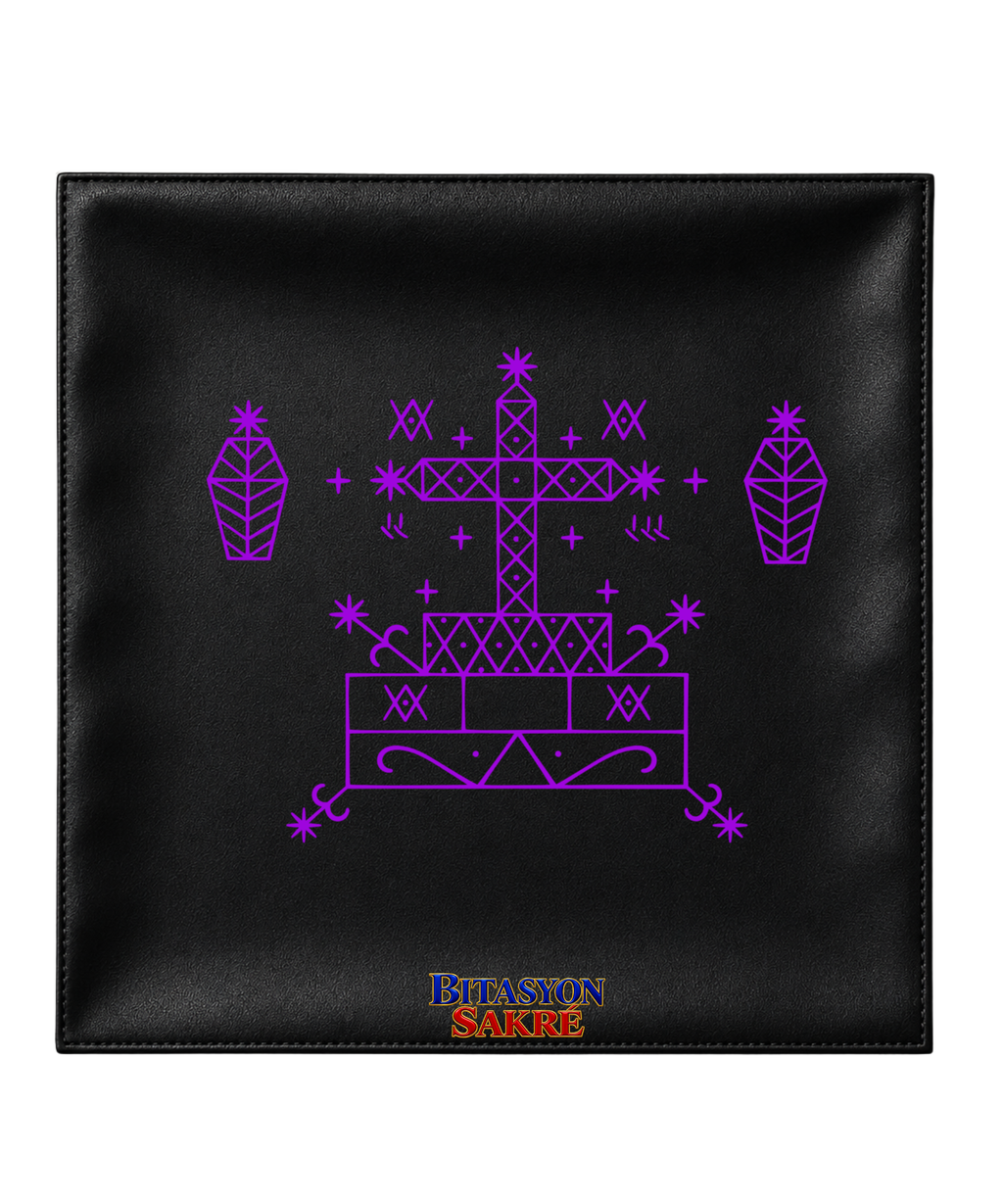 23.6X23.6 INCHES  BARON SAMEDI Black Veve Head Scarf PAPA BARON Veve  Mouchwa Lwa Noir