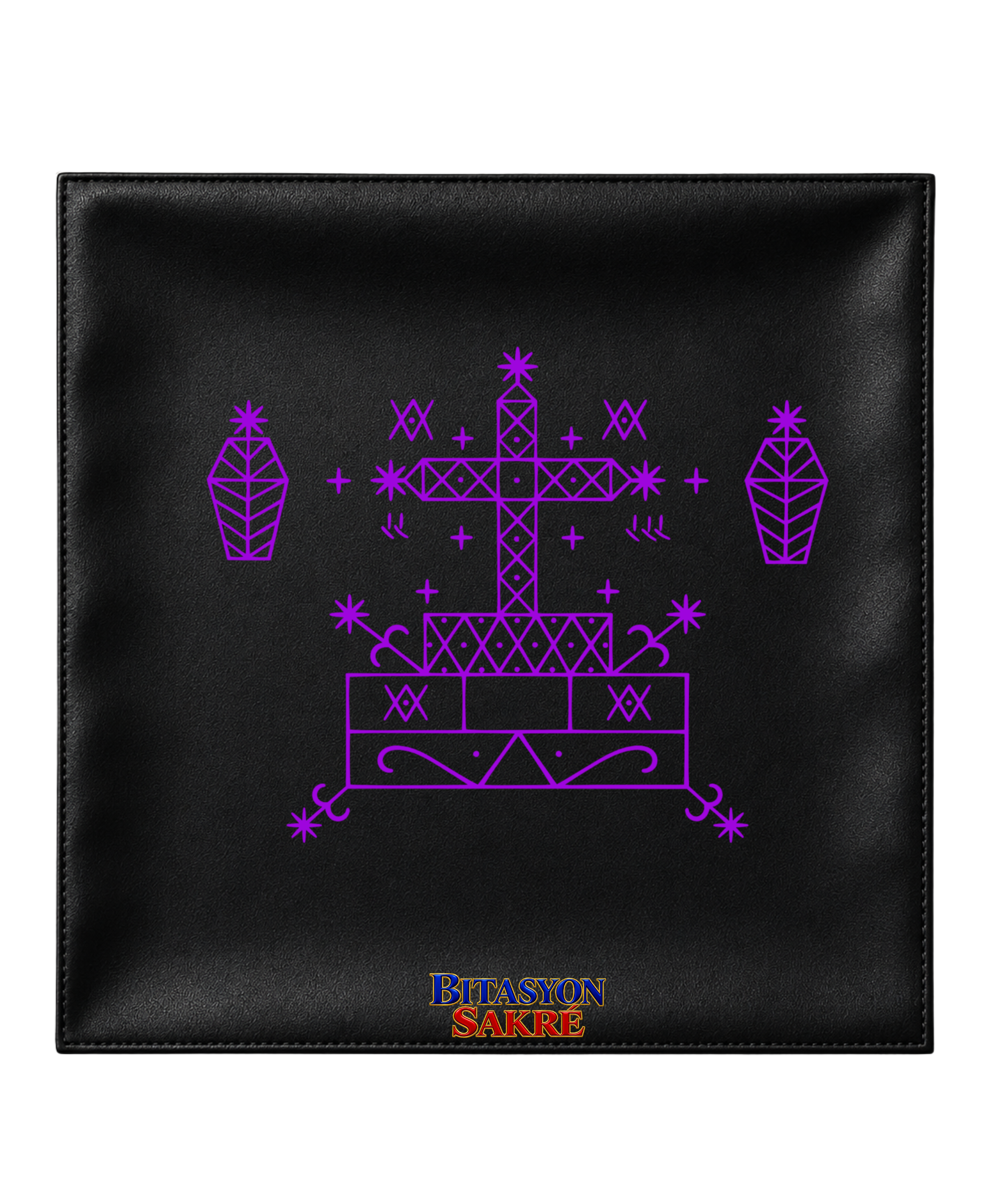 23.6X23.6 INCHES  BARON SAMEDI Black Veve Head Scarf PAPA BARON Veve  Mouchwa Lwa Noir